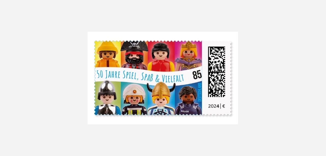 Deutsche Post und Playmobil präsentieren Sonderbriefmarke (Foto: Deutsche Post. PLAYMOBIL)